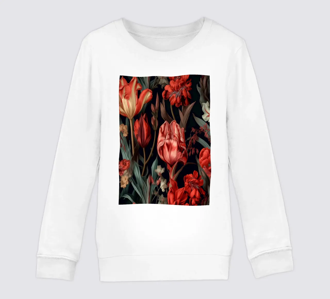 Fiori di tulipani rossi felpa bambino da Justyna Jaszke JBJart