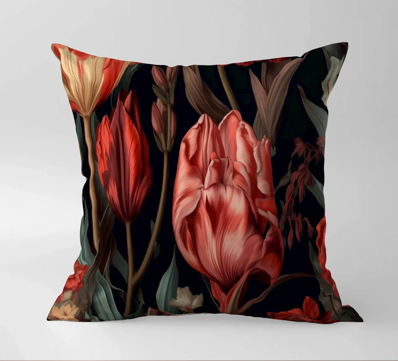 Fiori di tulipani rossi cuscino da Justyna Jaszke JBJart