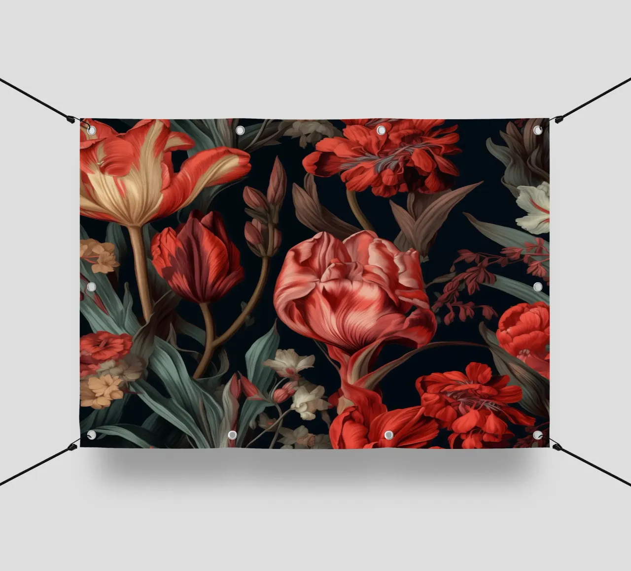 Fiori di tulipani rossi telo in pvc da Justyna Jaszke JBJart