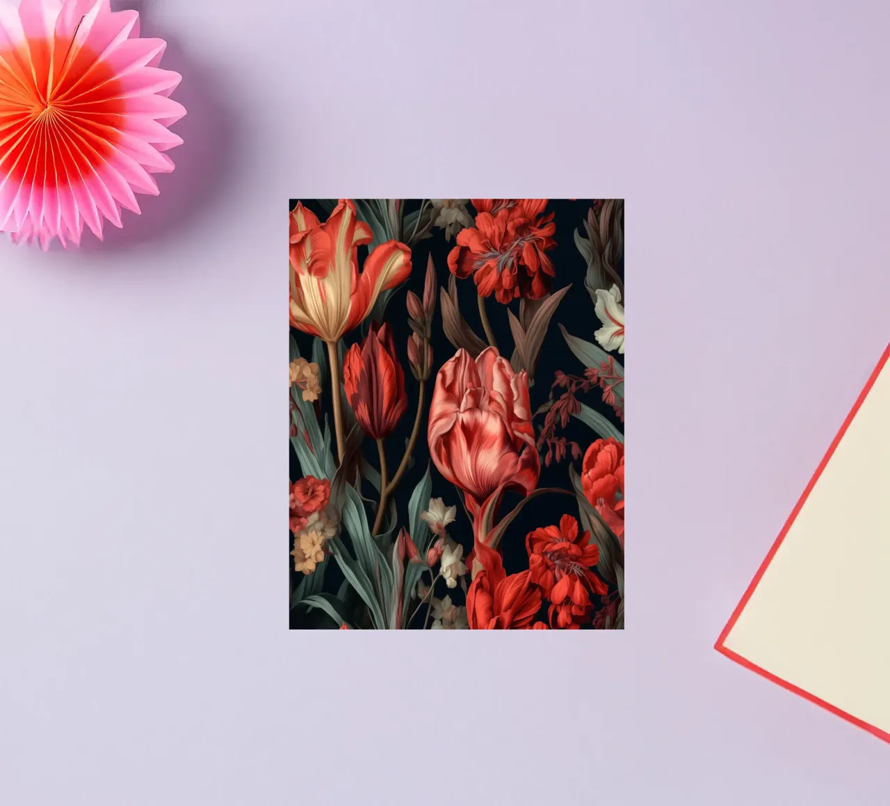 Red tulips flowers sticker by Justyna Jaszke JBJart