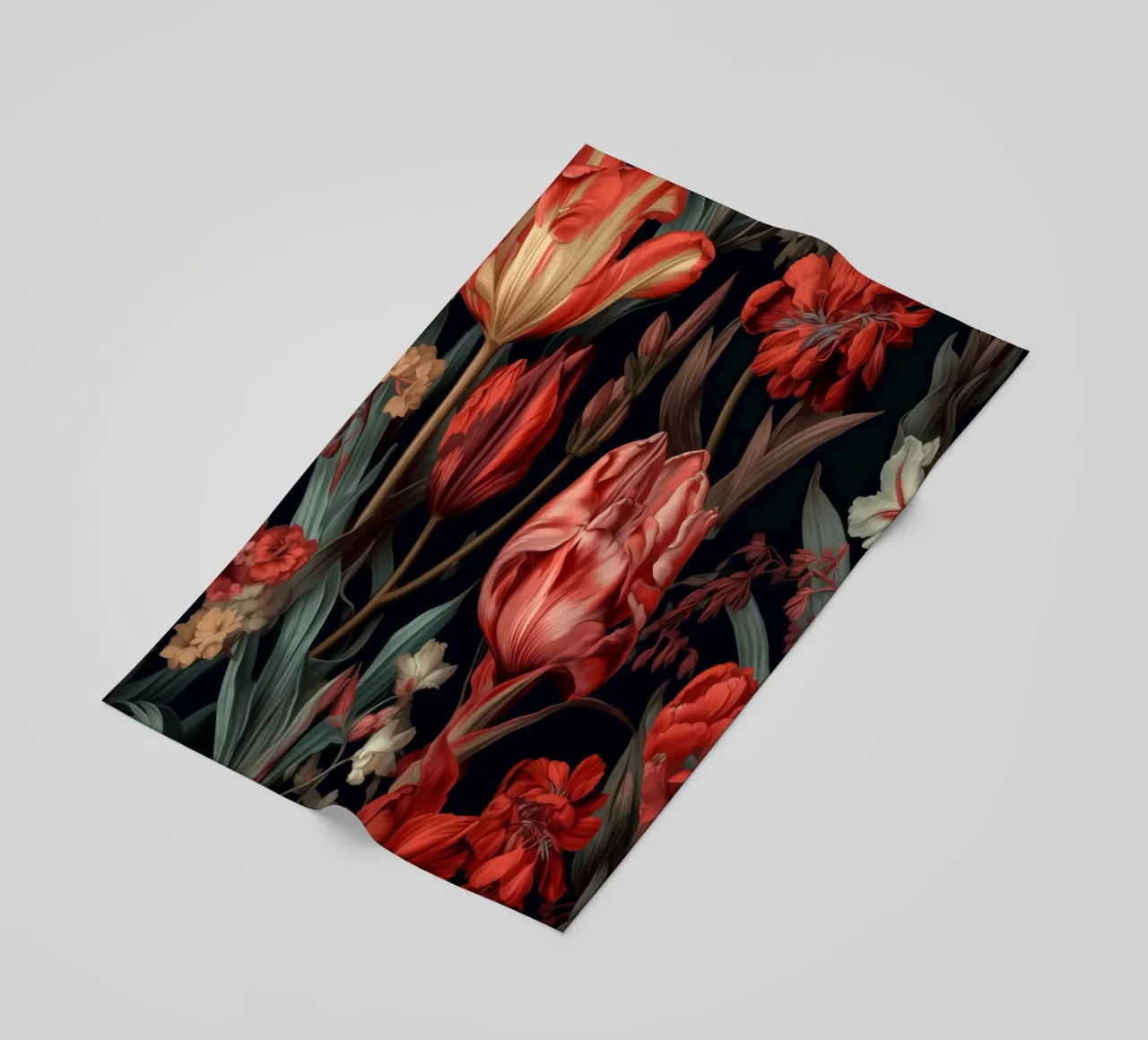 Fiori di tulipani rossi telo mare da Justyna Jaszke JBJart