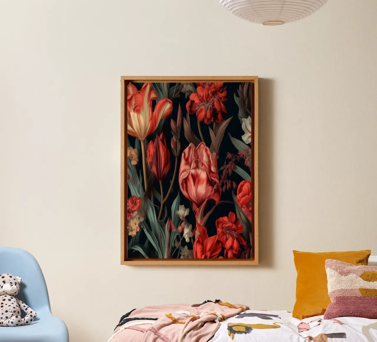 Red tulips flowers canvas by Justyna Jaszke JBJart