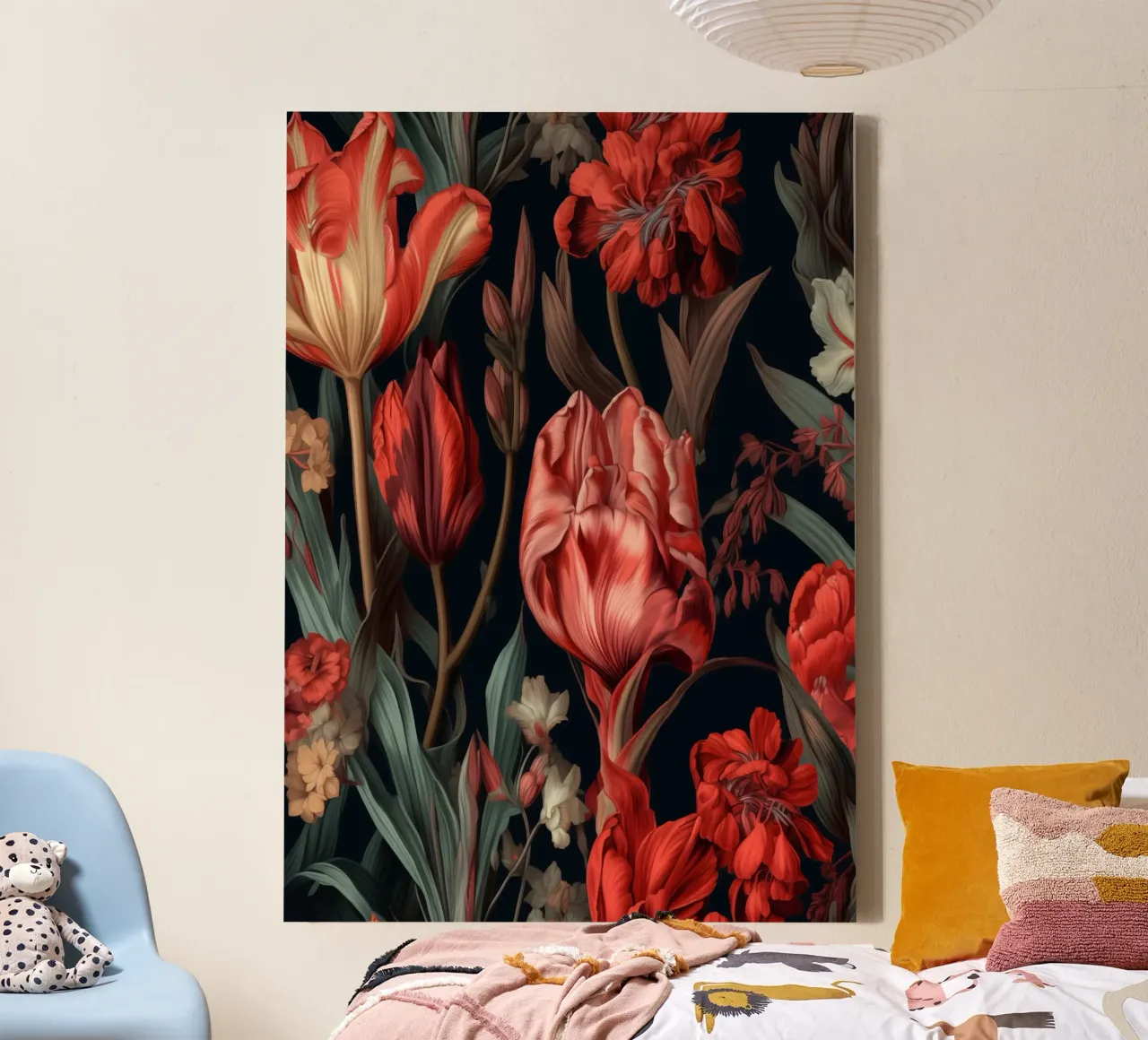 Red tulips flowers canvas by Justyna Jaszke JBJart