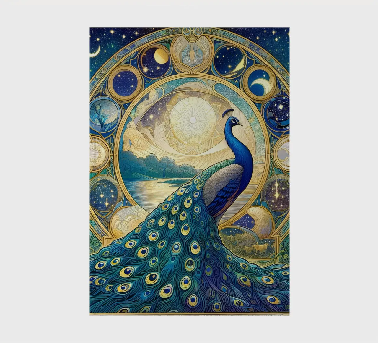Peacock in front of stars notebook by Art-Nouveau-Dsg