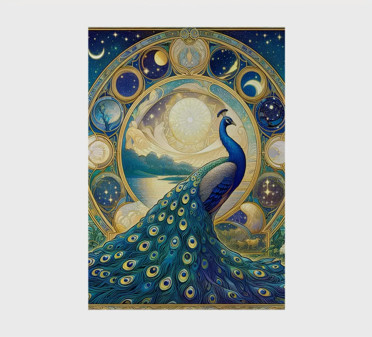 Peacock in front of stars notebook by Art-Nouveau-Dsg