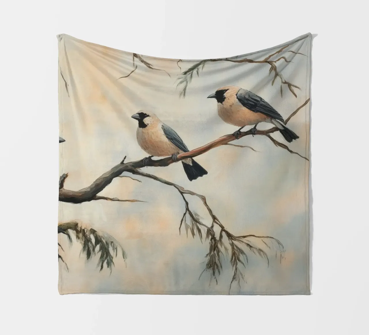 Illustrazione di uccelli su rami d'albero coperta in pile da Melloi Art Print