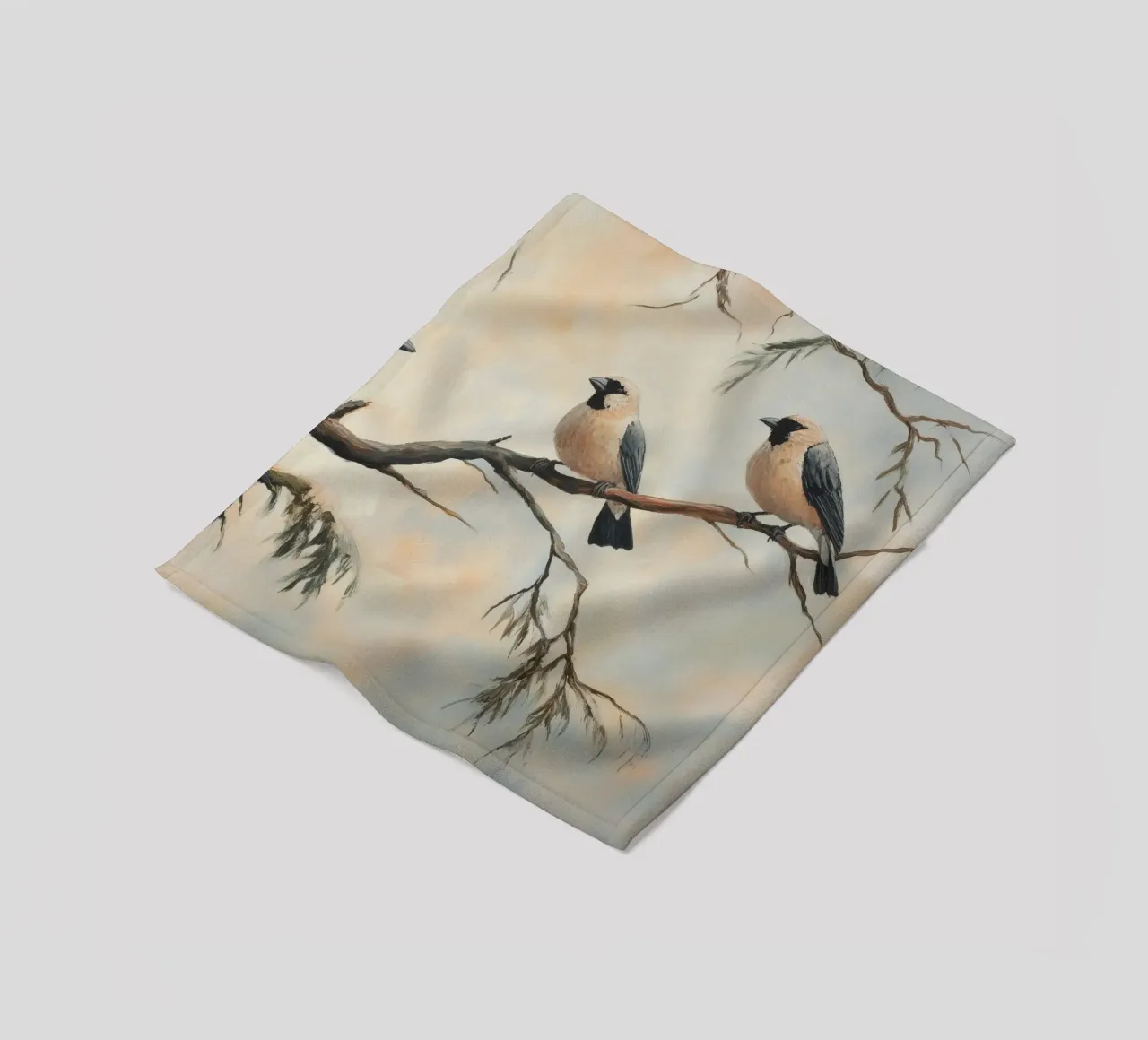 Illustrazione di uccelli su rami d'albero coperta in pile da Melloi Art Print