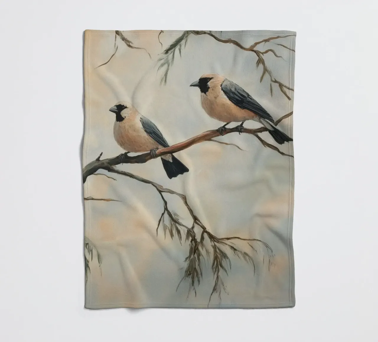 Illustrazione di uccelli su rami d'albero coperta in pile da Melloi Art Print