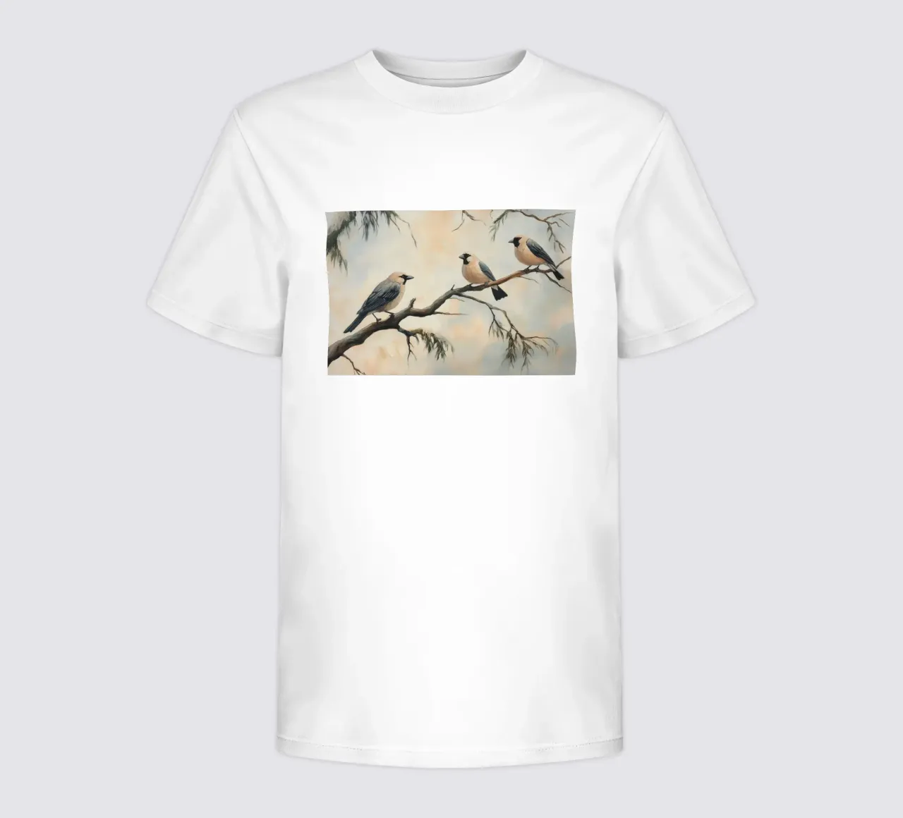 Vögel auf Baumzweig Illustration Kinder T-Shirt von Melloi Art Print