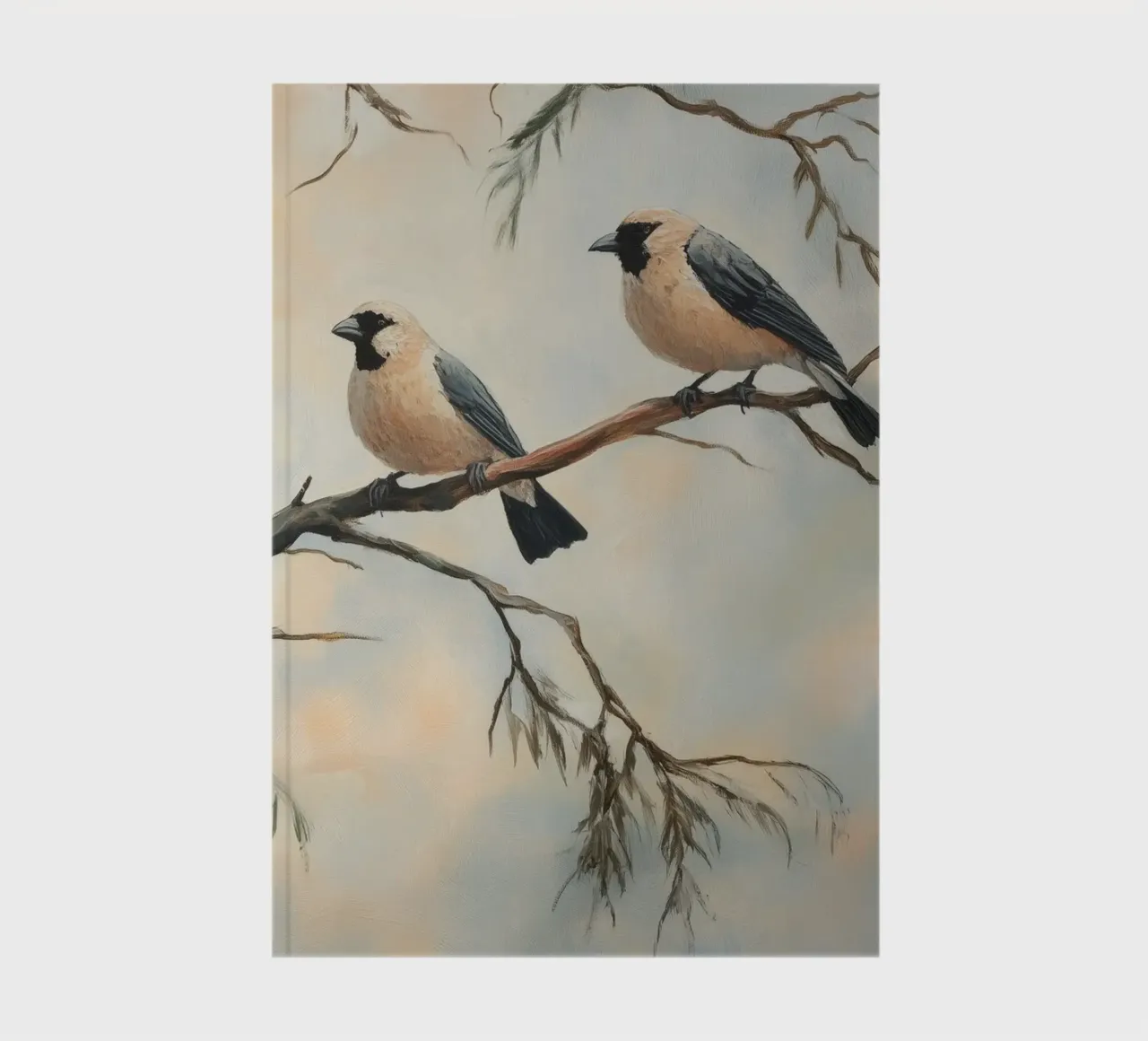 Birds on Tree Branch Illustration notebook by Melloi Art Print