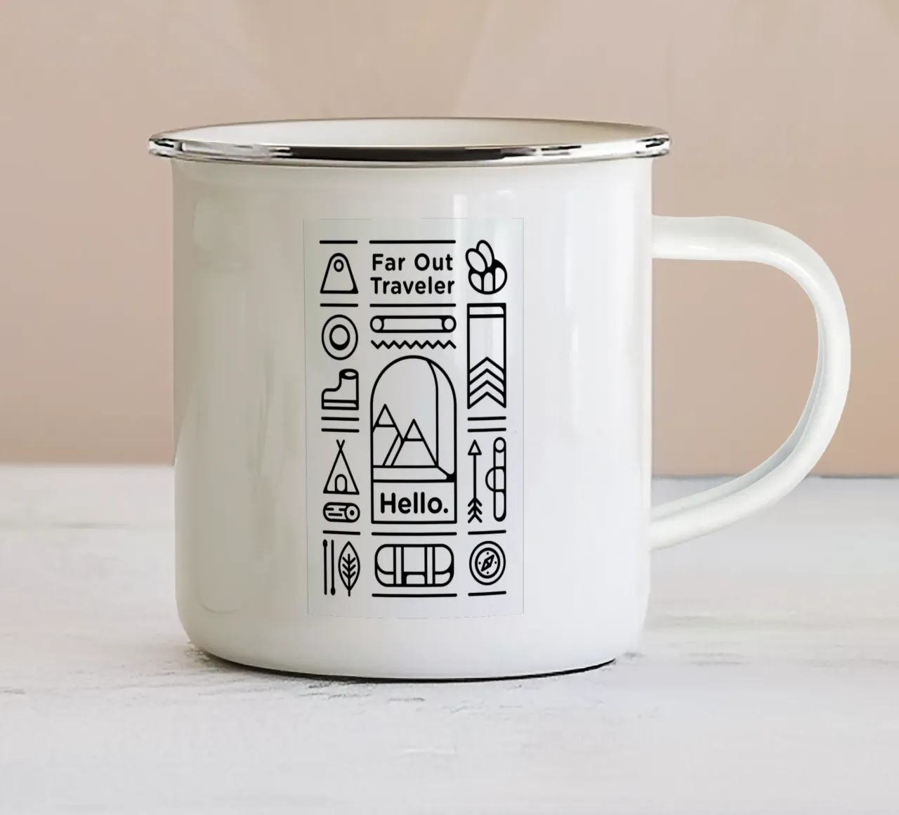 Far Out Traveler tazza in smalto da Tyler Dale