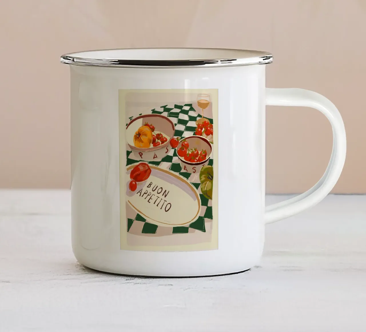 Eet smakelijk emaille mok van ThingDesign