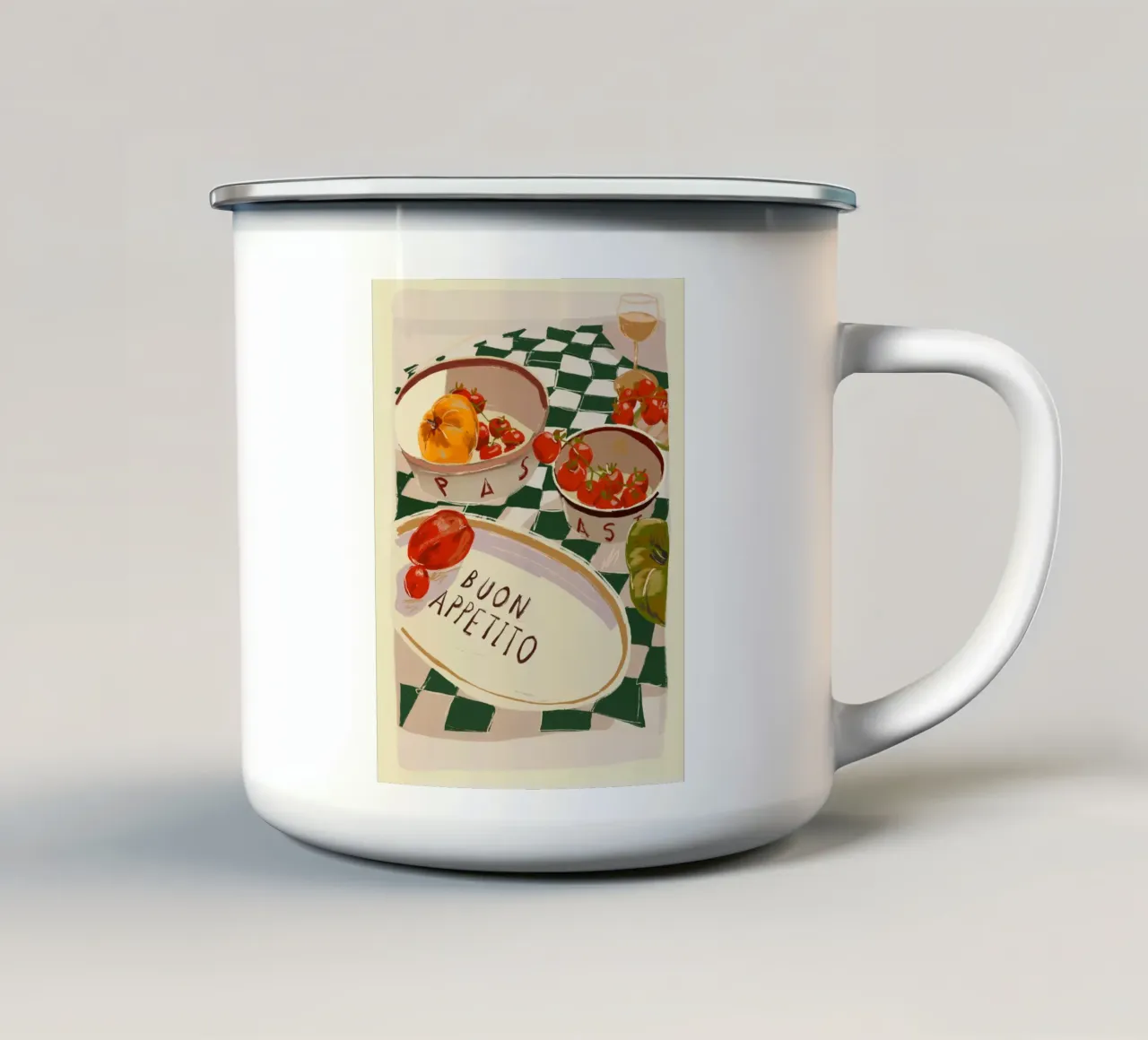 Eet smakelijk emaille mok van ThingDesign