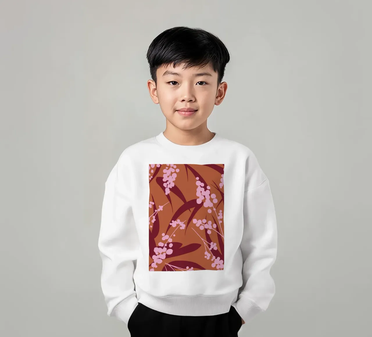 Fogliame di bambù rustico - Motivo botanico rosa e terroso felpa bambino da kookiepixel