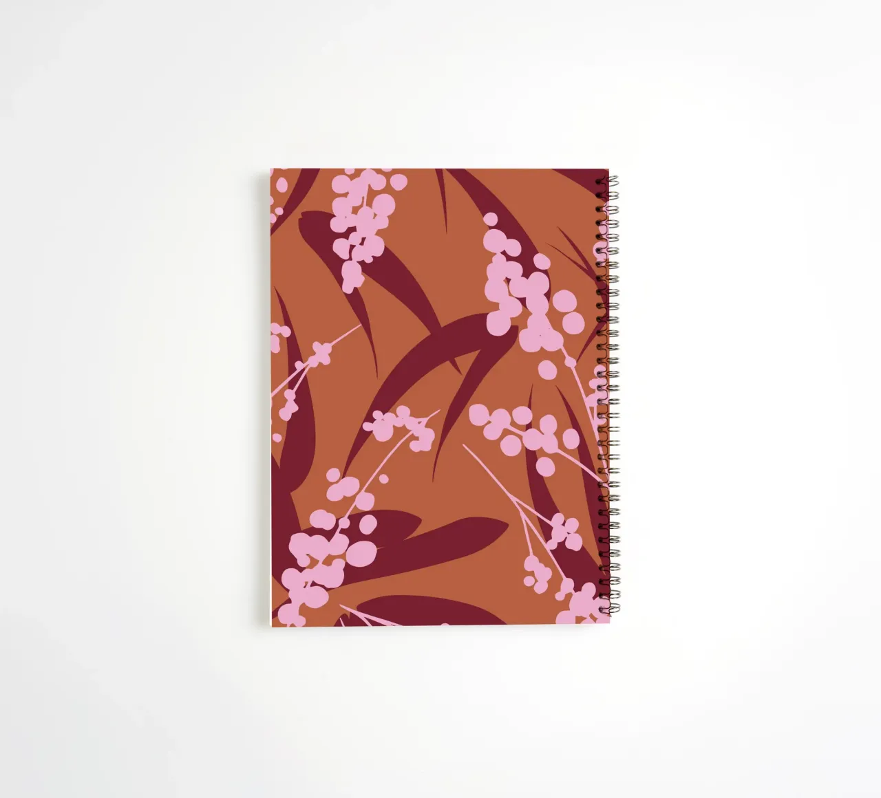 Rustic Bamboo Foliage – Pink and Earthy Botanical Pattern spiral notebook by kookiepixel