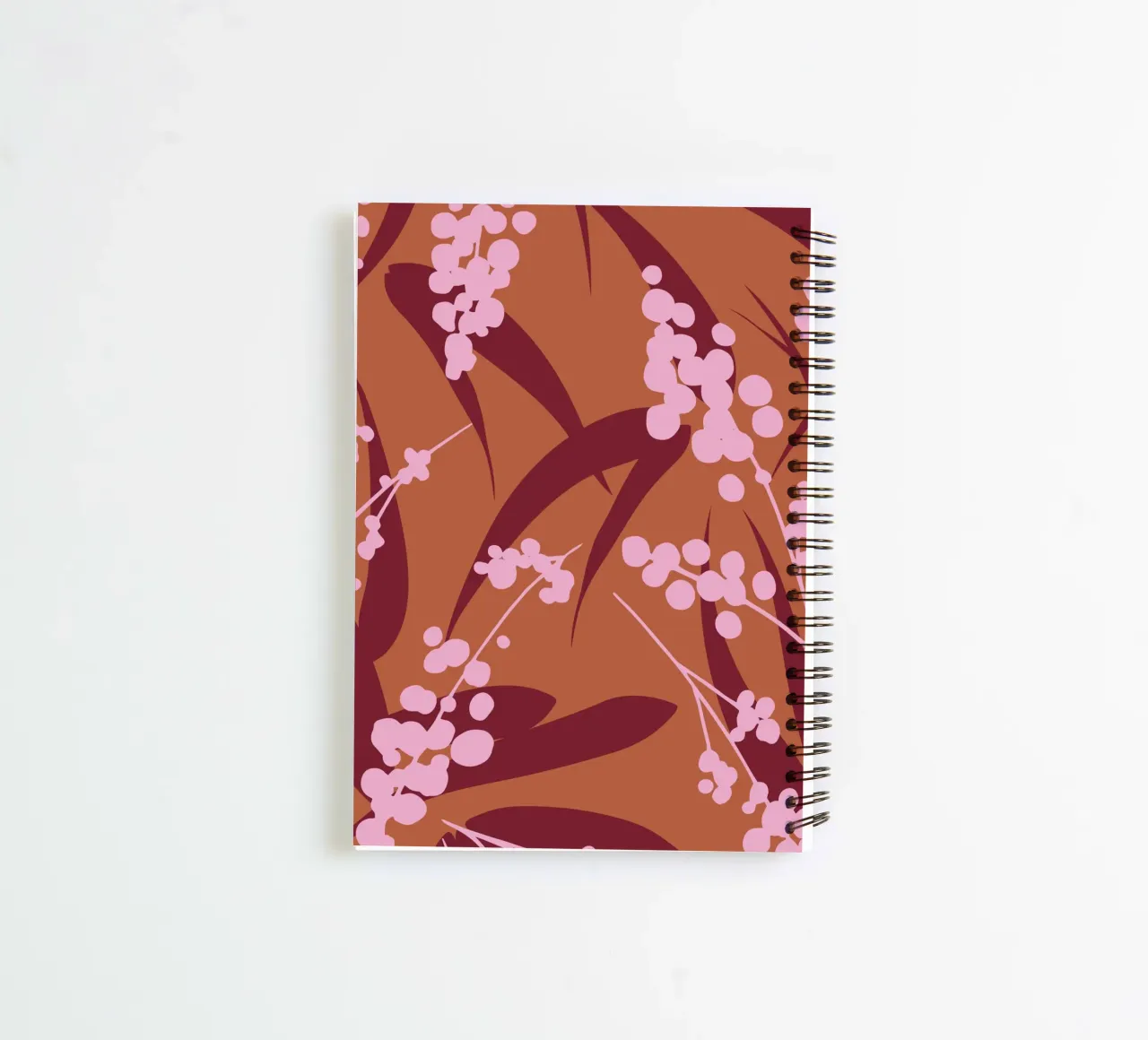 Rustic Bamboo Foliage – Pink and Earthy Botanical Pattern spiral notebook by kookiepixel