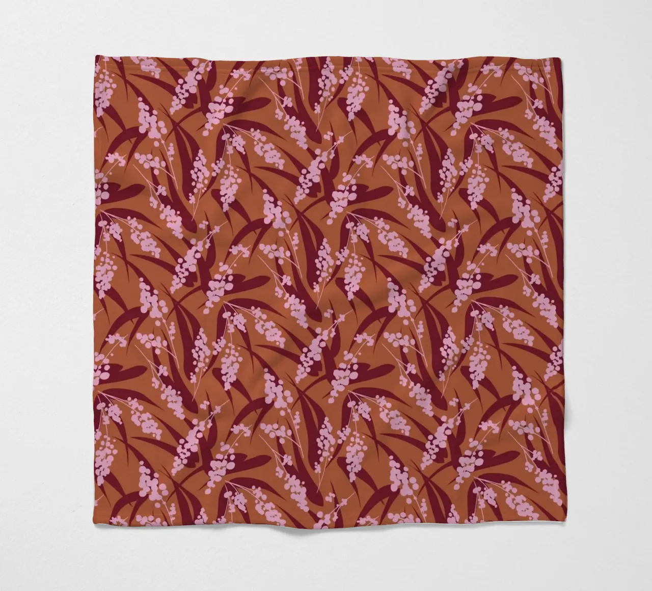 Fogliame di bambù rustico - Motivo botanico rosa e terroso coperta in pile da kookiepixel