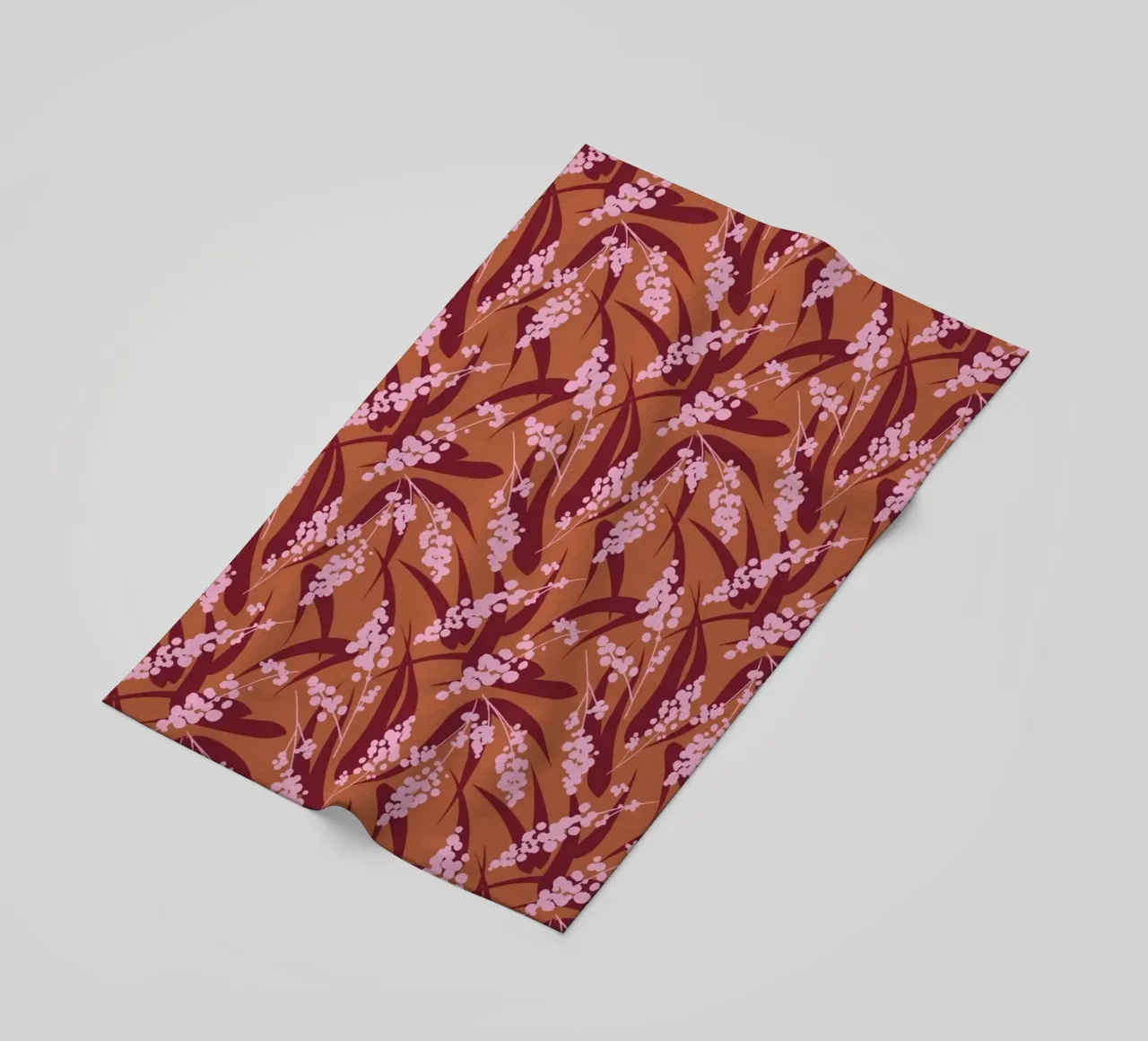 Fogliame di bambù rustico - Motivo botanico rosa e terroso telo mare da kookiepixel