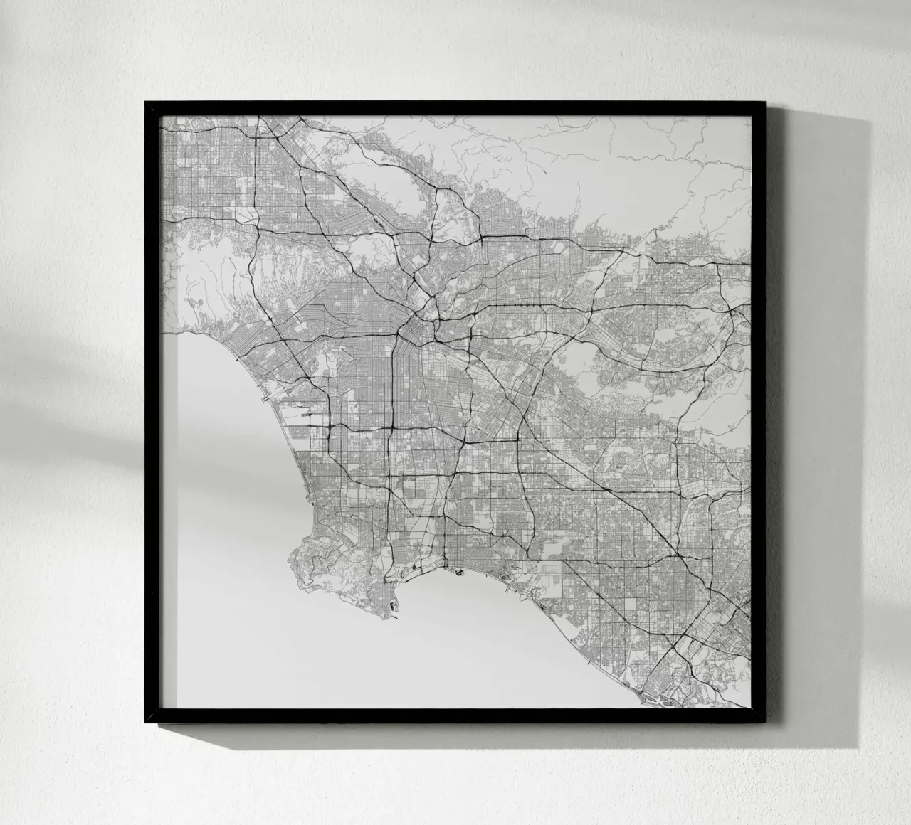 Traffic Los Angeles White poster con telaio in legno da Urban Maps