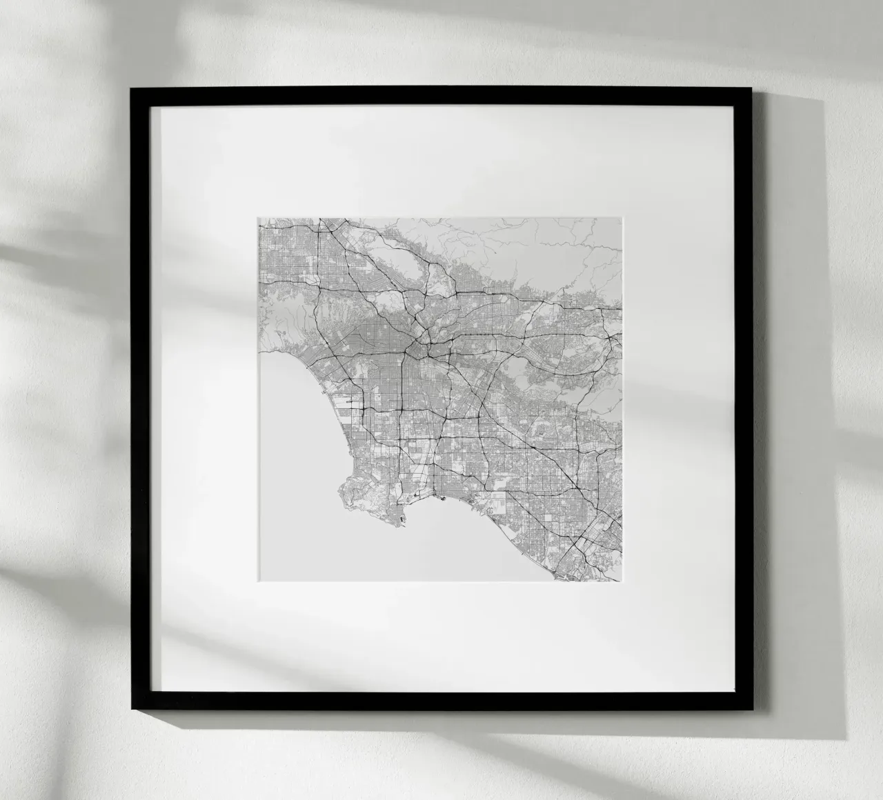 Traffic Los Angeles White poster con telaio in legno da Urban Maps