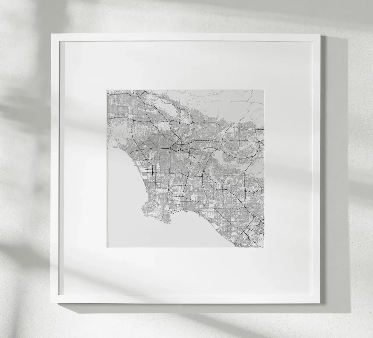 Traffic Los Angeles White poster con telaio in legno da Urban Maps