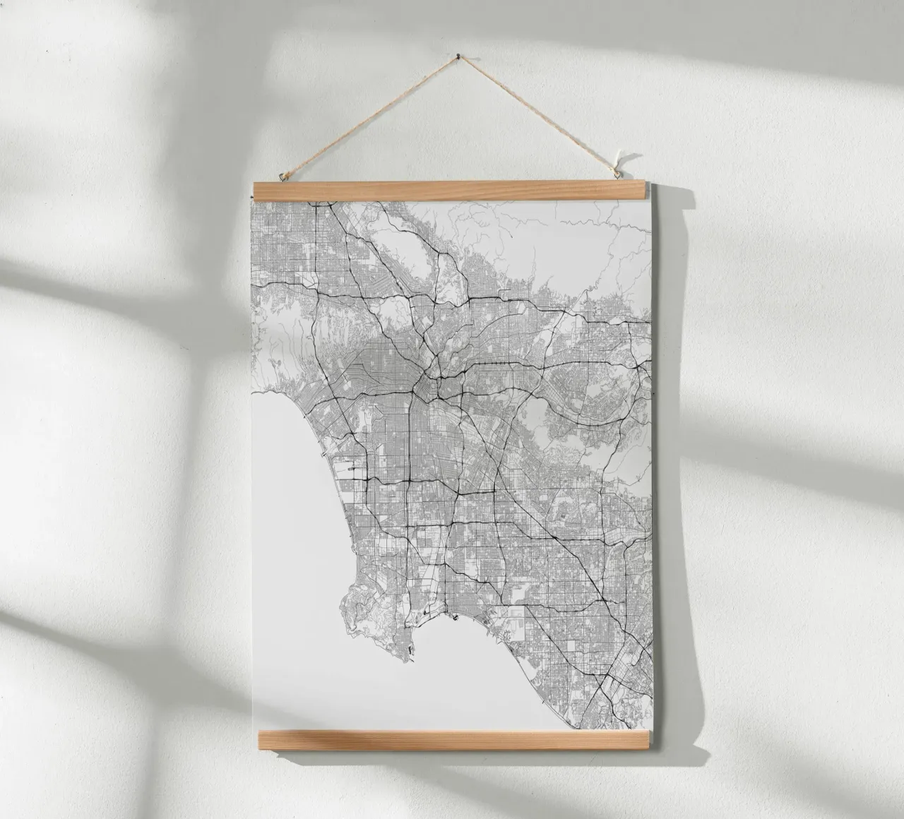 Traffic Los Angeles White poster con telaio in legno da Urban Maps