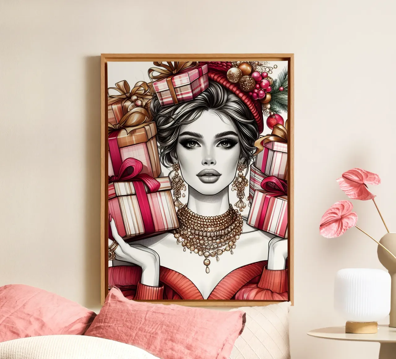 UNWRAP THE MAGIC OF CHRISTMAS canvas with Floater frame by ARTOMATIC