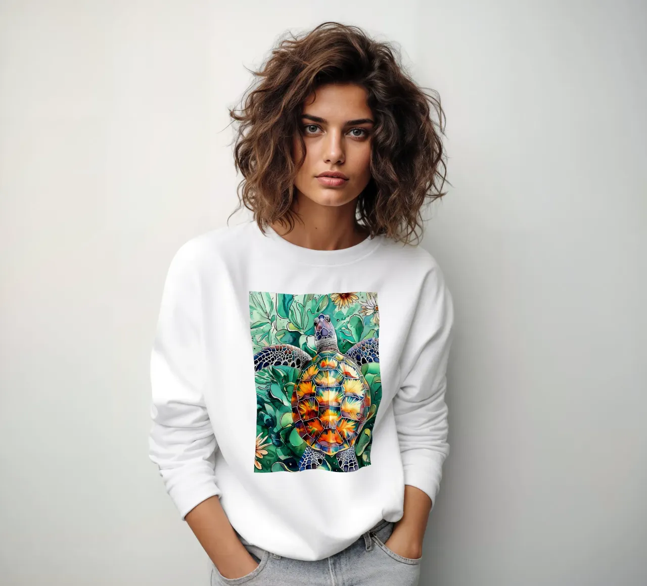 Tartaruga marina arte animale felpa da Justyna Jaszke JBJart