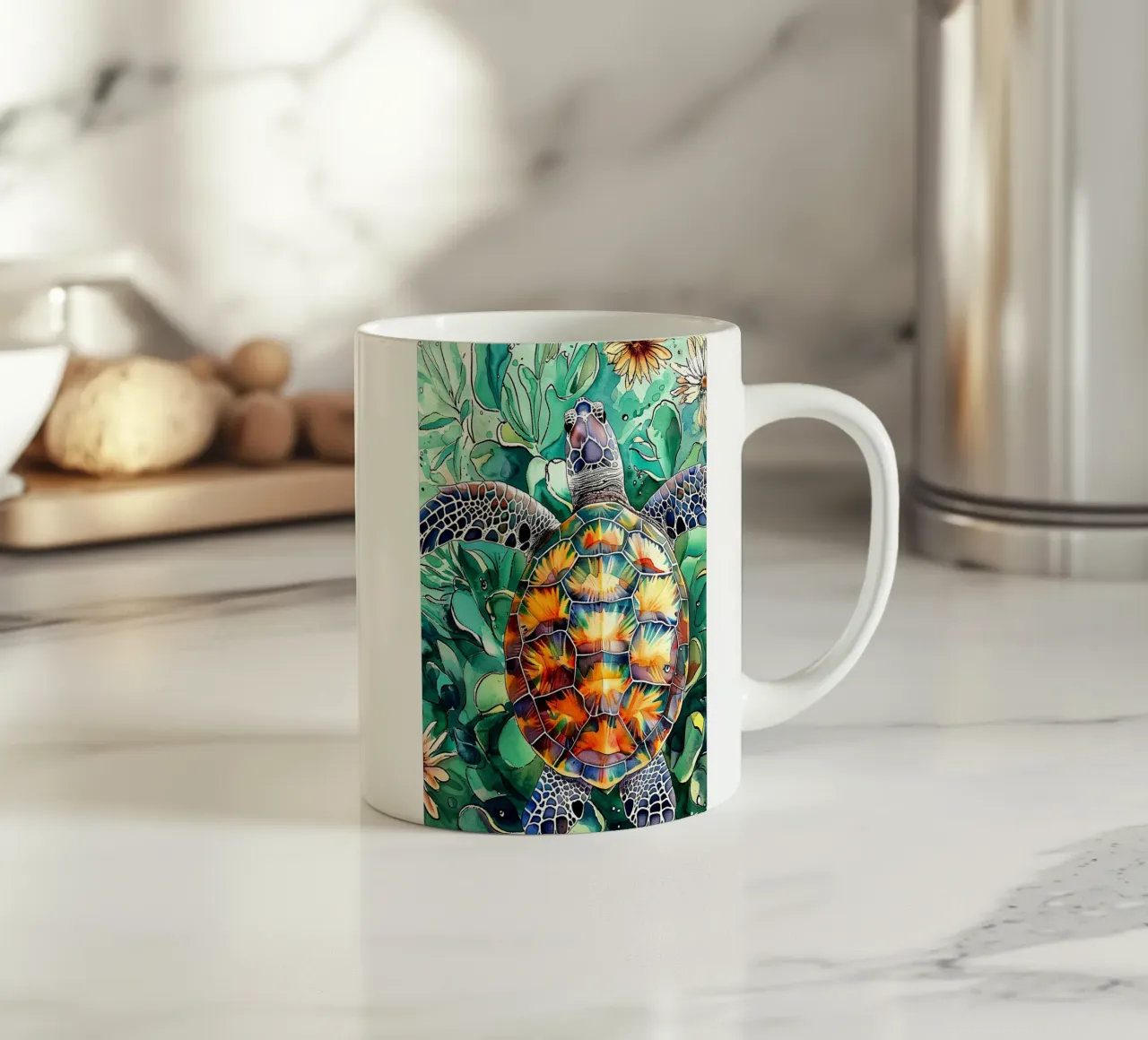Tartaruga marina arte animale tazza in ceramica da Justyna Jaszke JBJart