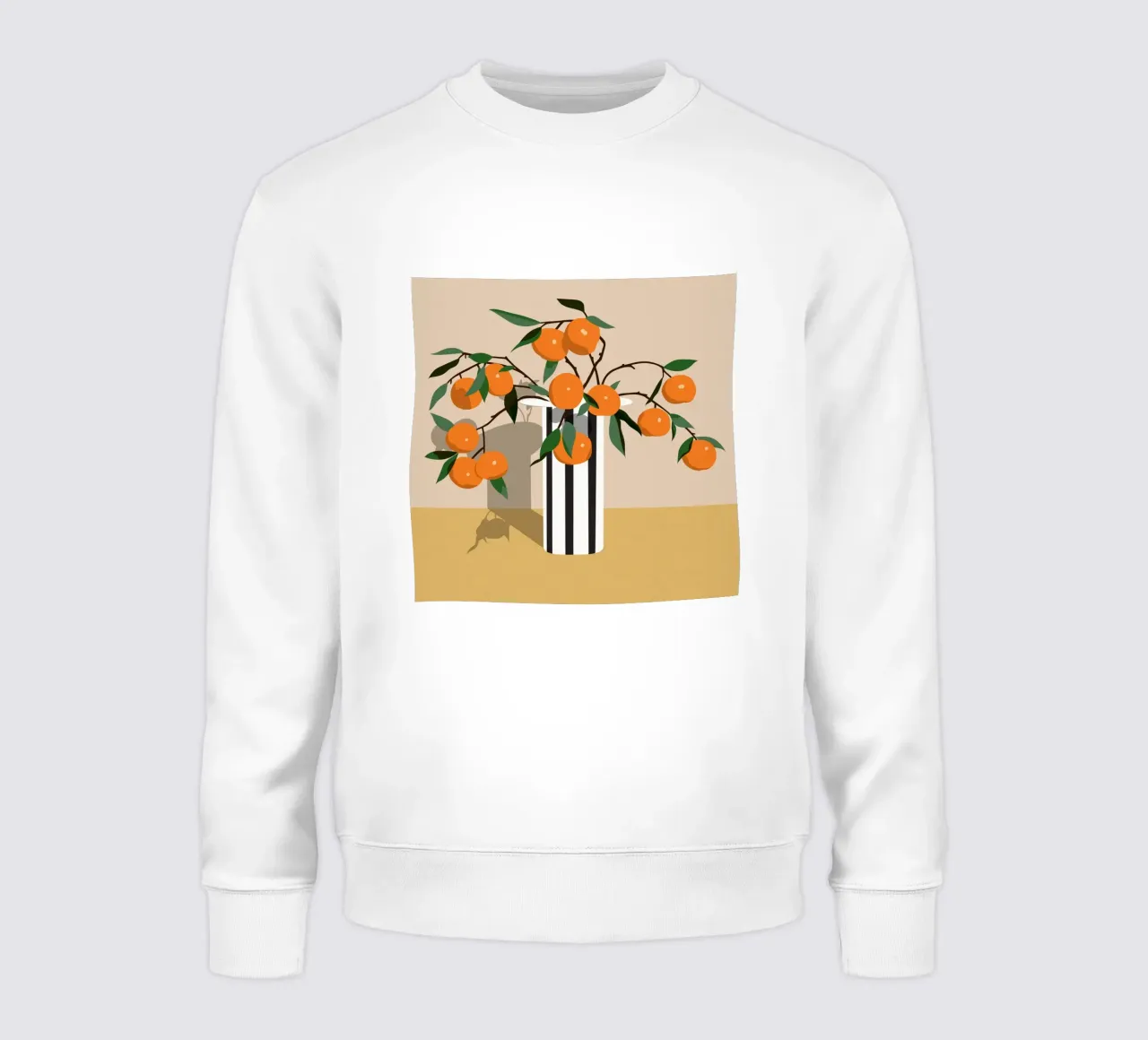 Vaso a righe con arance - Natura morta minimalista felpa da kookiepixel