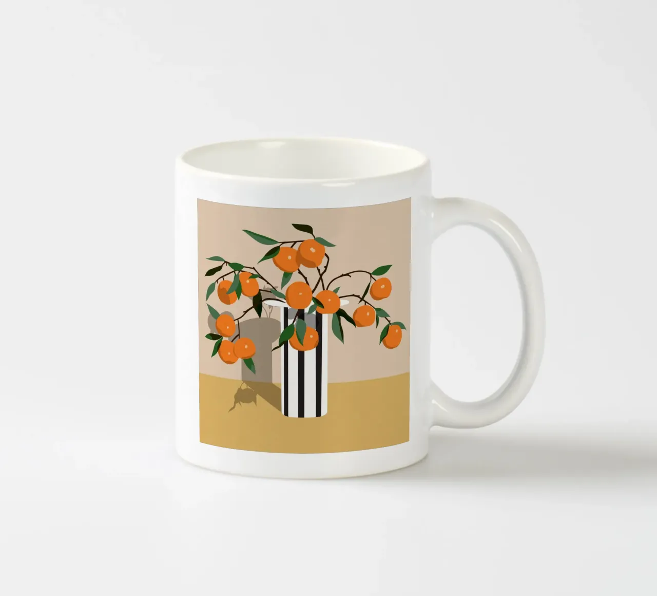 Vaso a righe con arance - Natura morta minimalista tazza in ceramica da kookiepixel