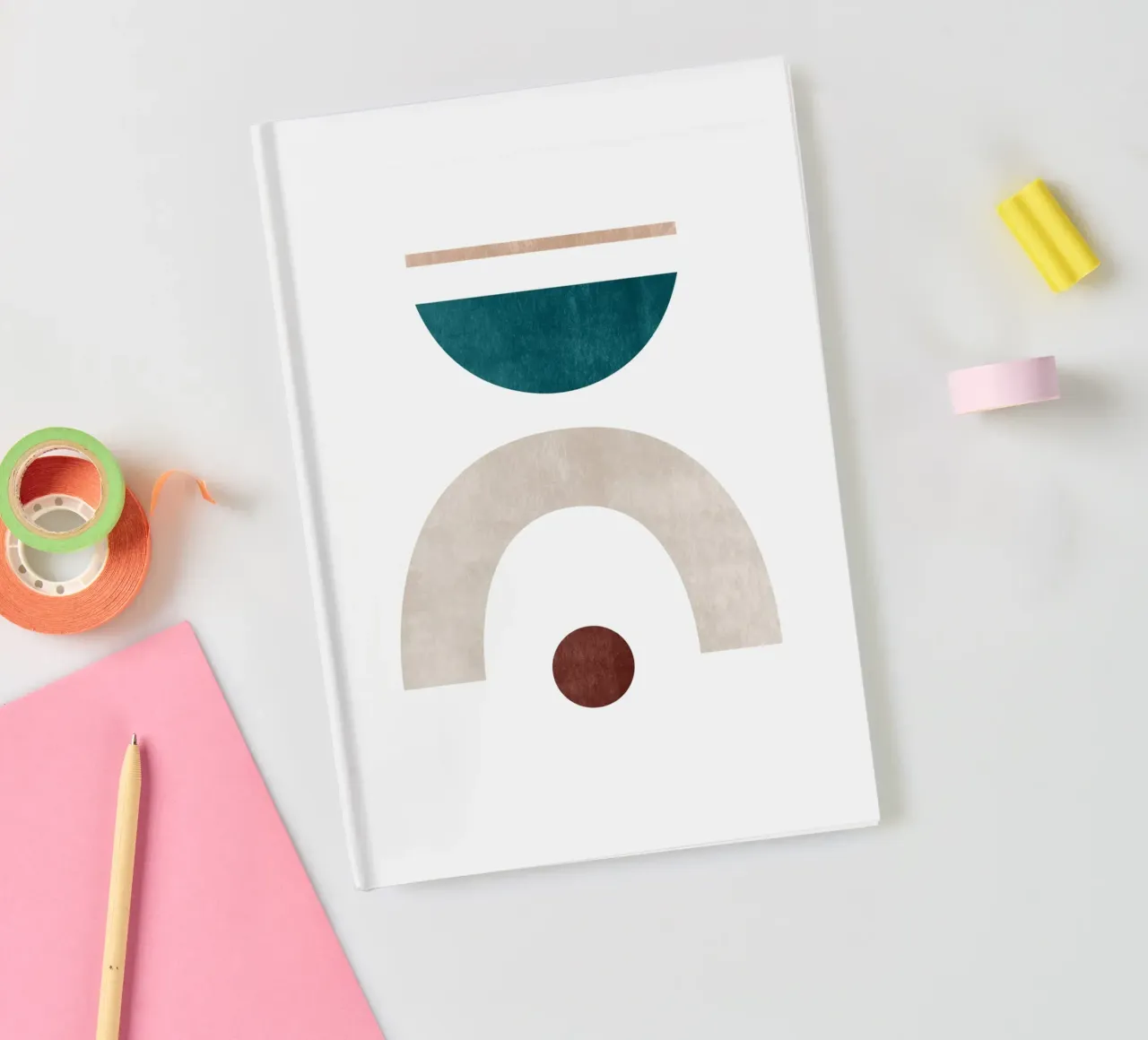 Minimal Abstract Art Print - Geometric Balance notebook by kookiepixel
