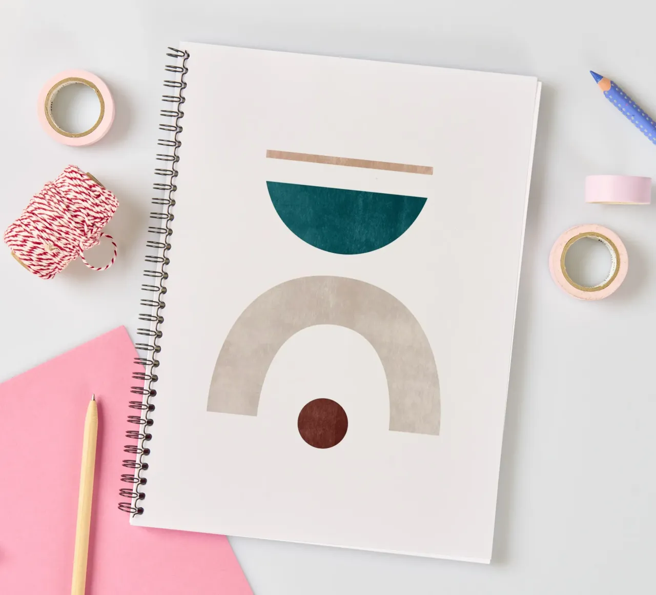 Minimal Abstract Art Print - Geometric Balance spiral notebook by kookiepixel