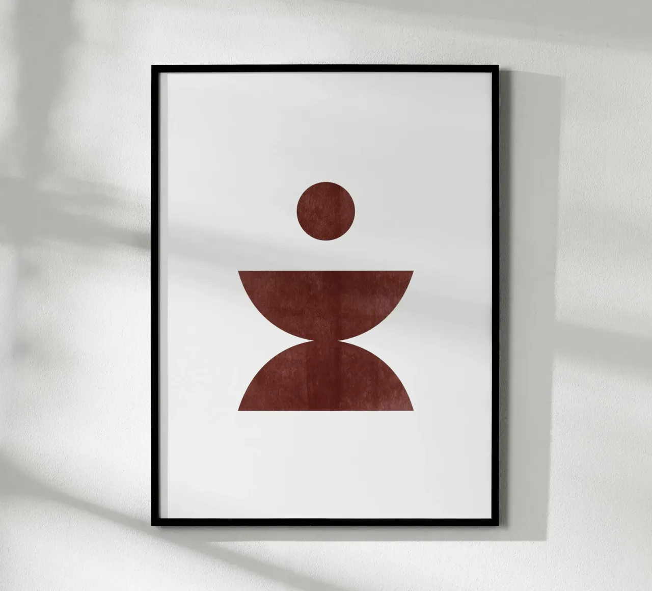 Minimalist Abstract Art Print - Earthy Brown Geometric Shape poster with wooden frame by kookiepixel