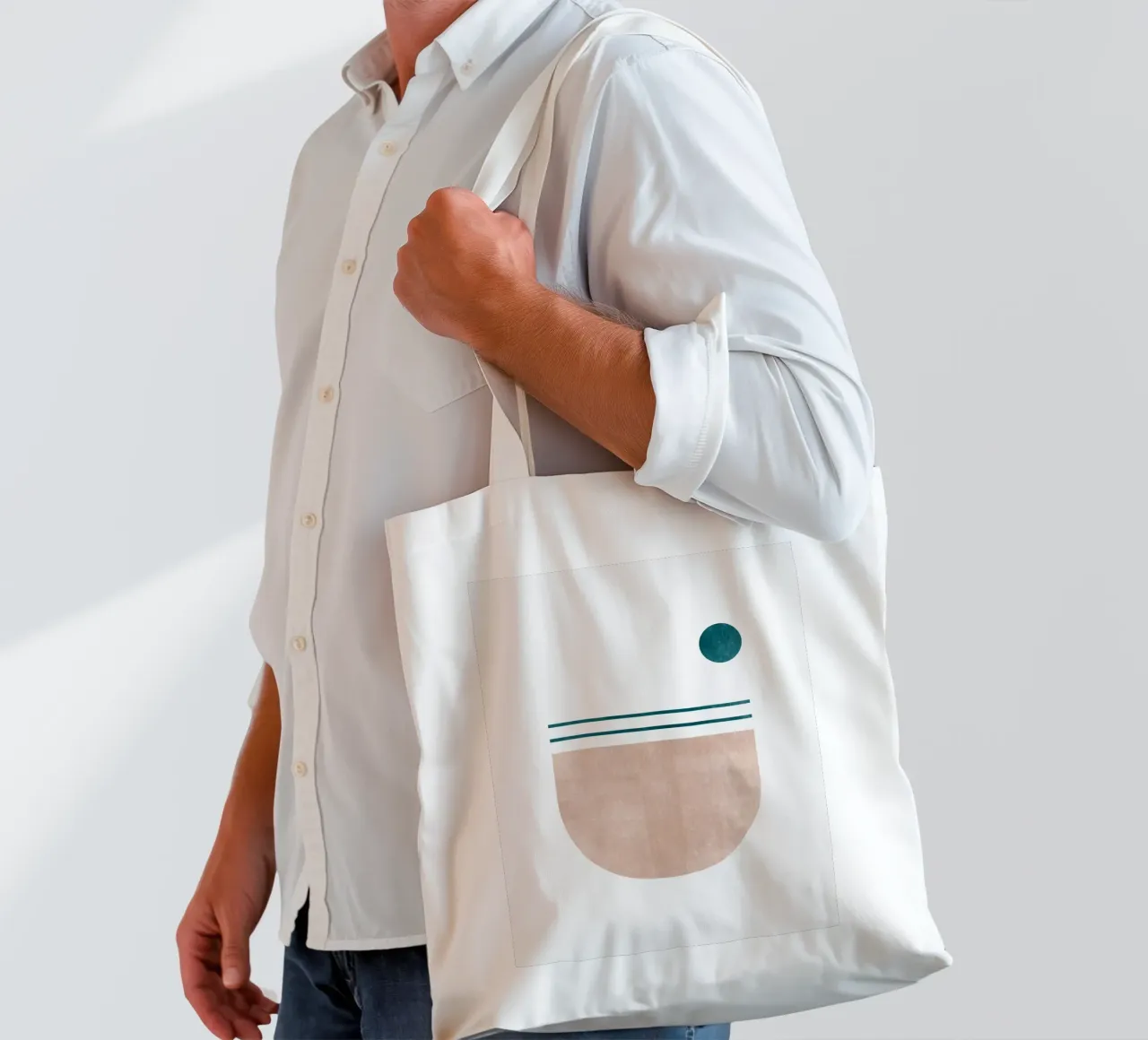 Stampa d'arte moderna minimale - Linee geometriche e toni della terra borsa in juta da kookiepixel