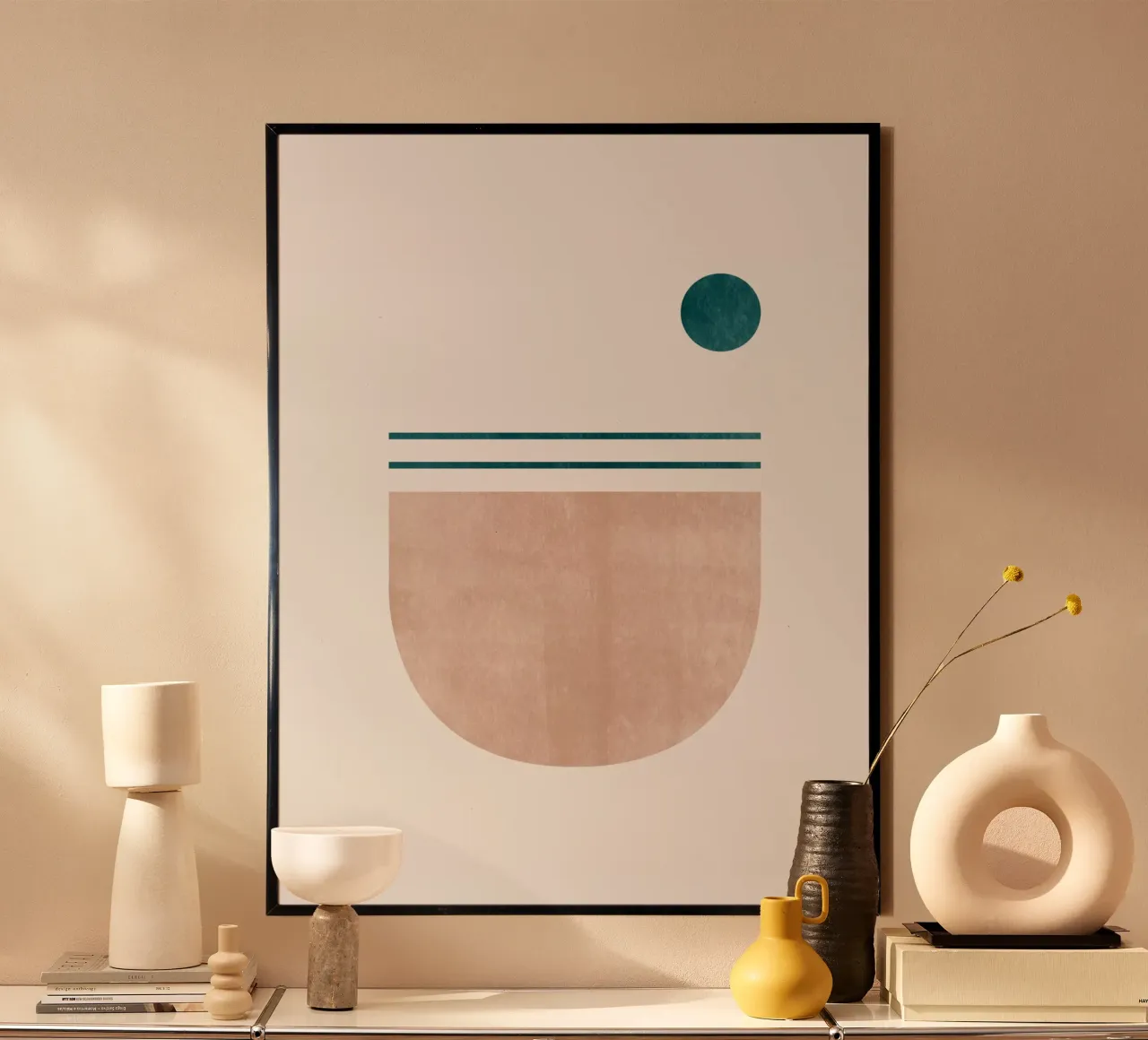 Modern Minimal Art Print - Lignes géométriques et tons de terre poster de kookiepixel