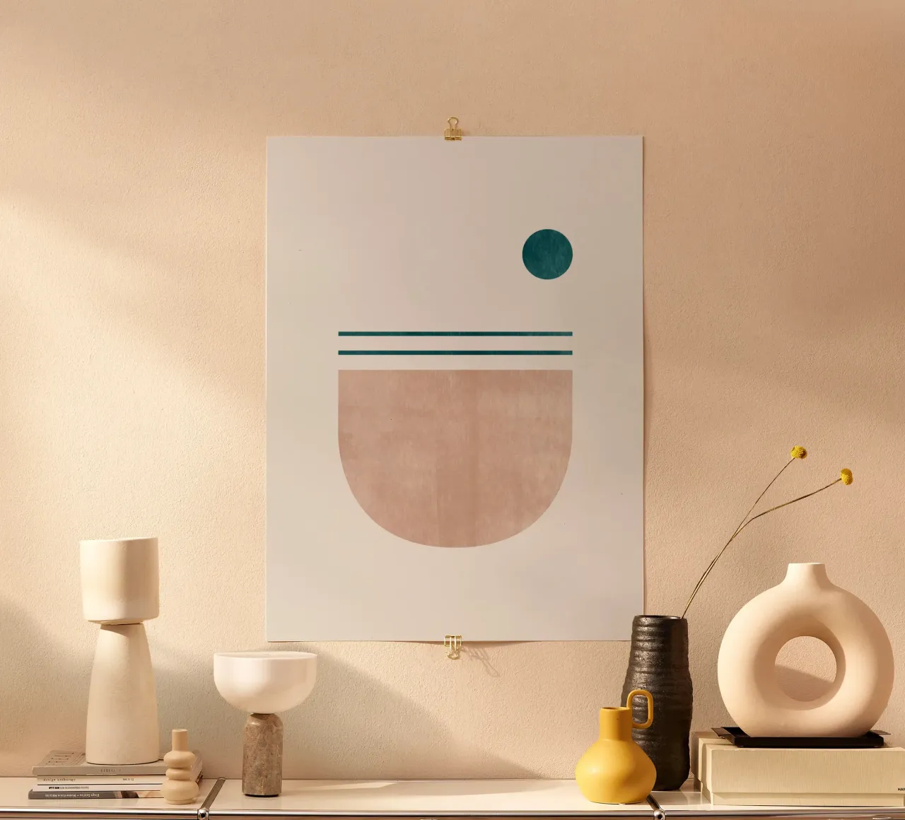 Modern Minimal Art Print - Lignes géométriques et tons de terre poster de kookiepixel