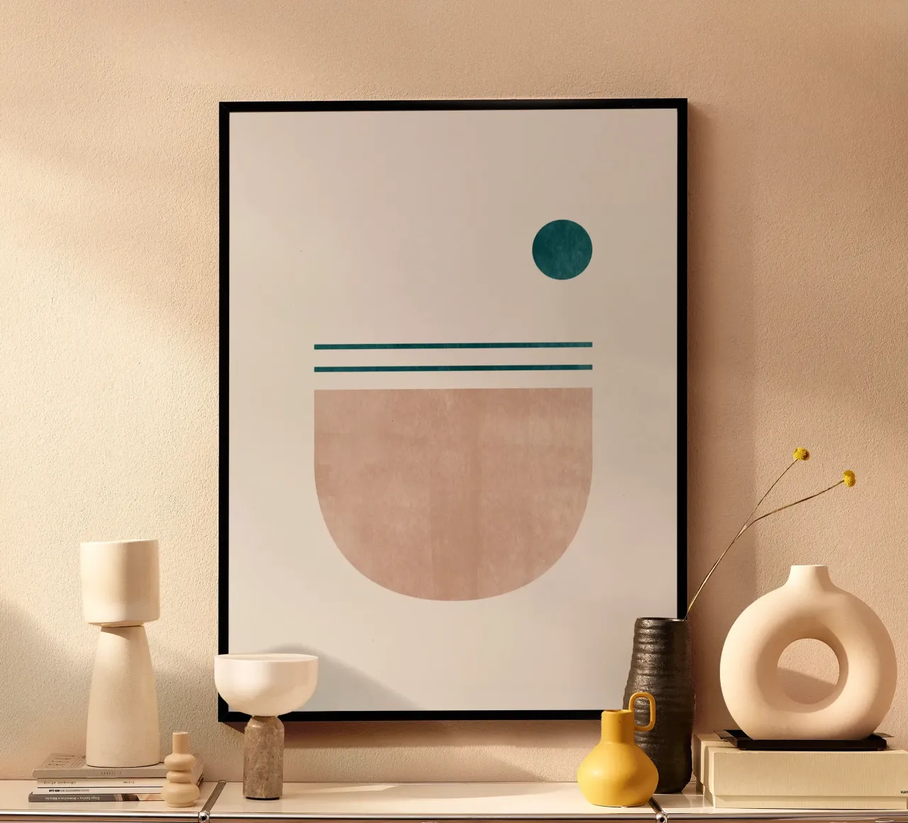 Modern Minimal Art Print - Lignes géométriques et tons de terre poster de kookiepixel