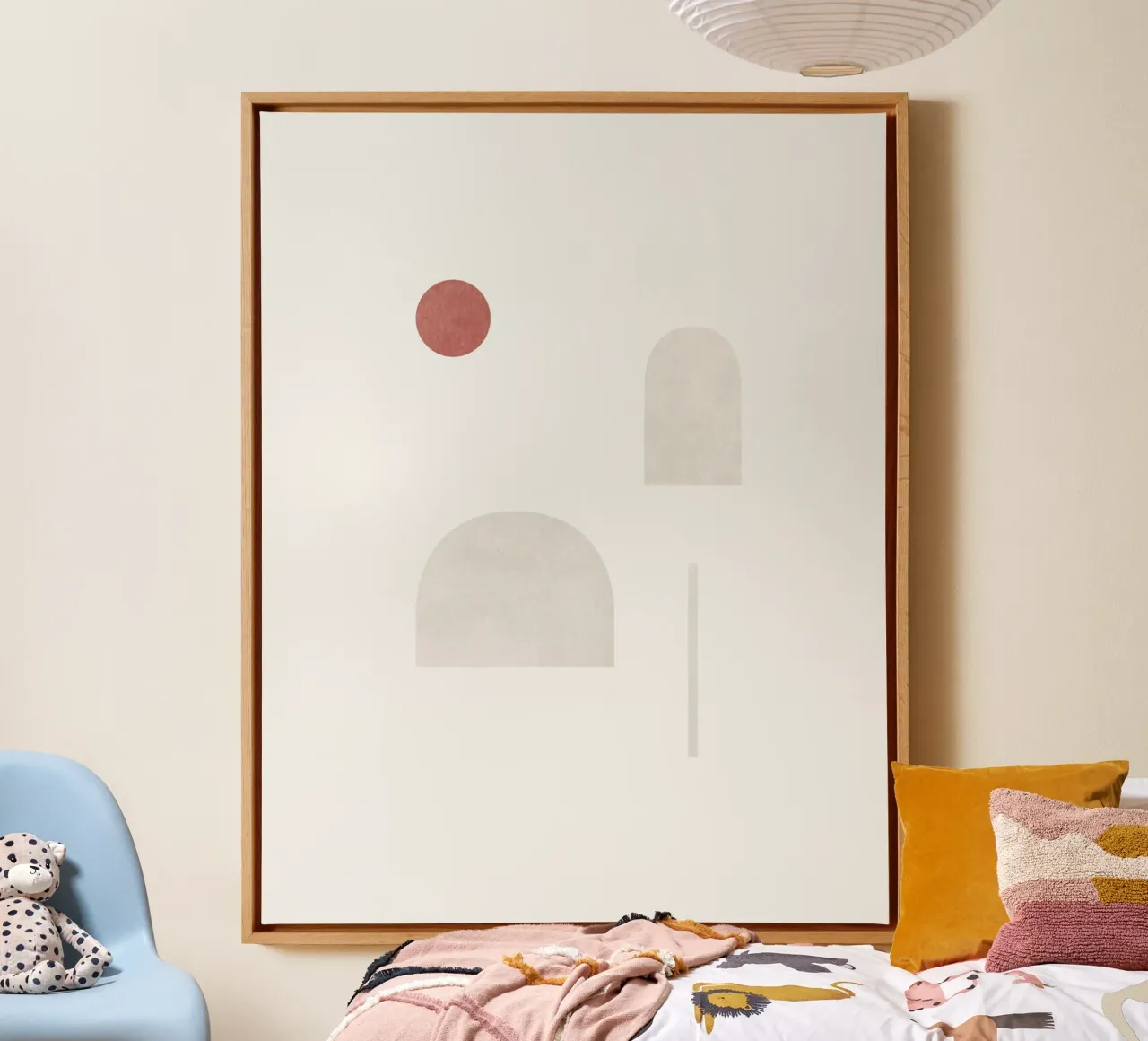 Minimal Abstract Shapes - Terracotta Sun canvas with Floater frame by kookiepixel