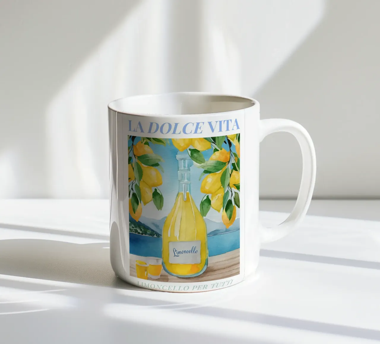 Limoncello Watercolor Illustration tazza in ceramica da TheCocktailClub