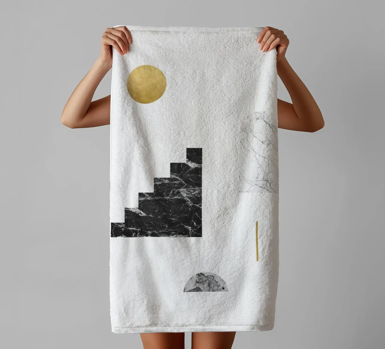 Sole d'oro e scale di marmo asciugamano da bagno da kookiepixel