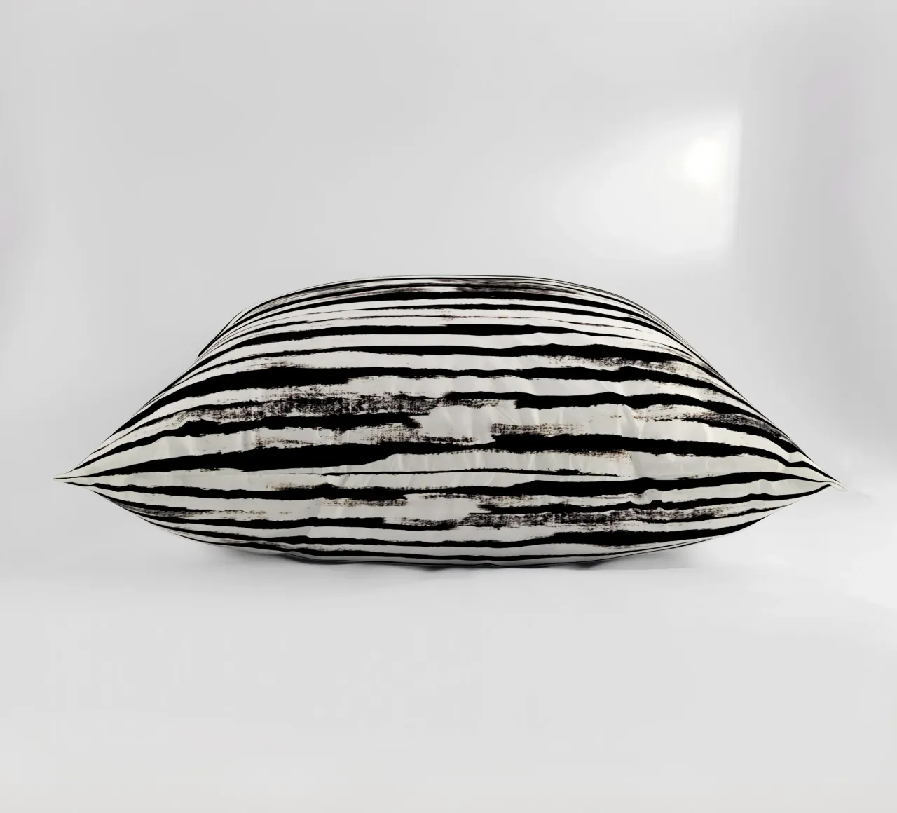 Black and White Abstract Brushstroke Stripe Wall Art decorative cushion by kookiepixel