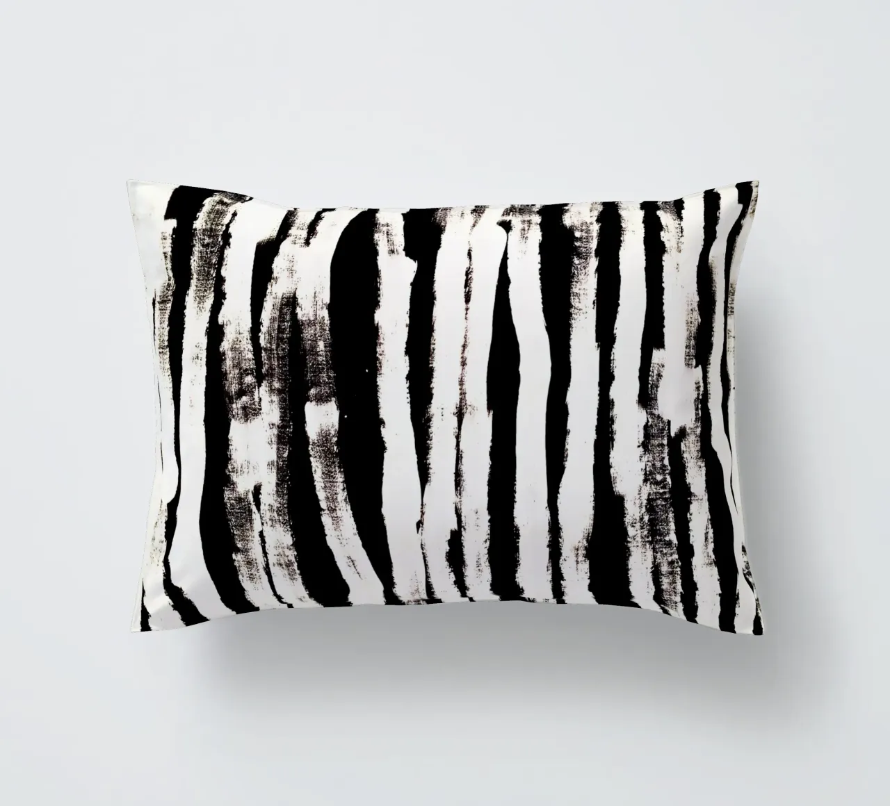 Black and White Abstract Brushstroke Stripe Wall Art decorative cushion by kookiepixel