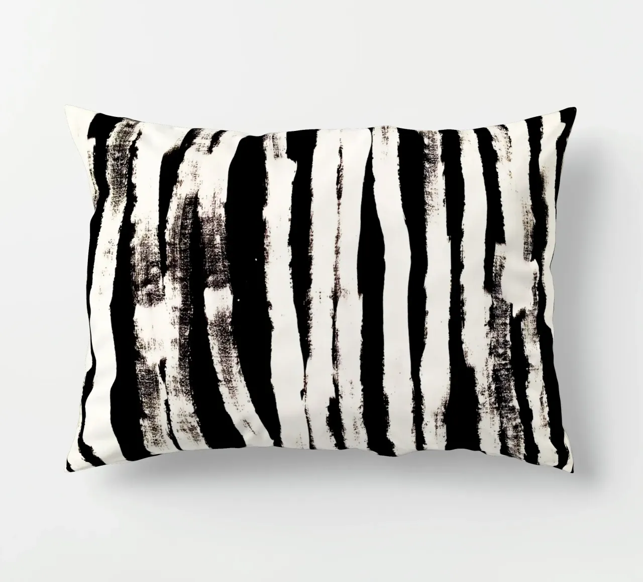 Black and White Abstract Brushstroke Stripe Wall Art decorative cushion by kookiepixel