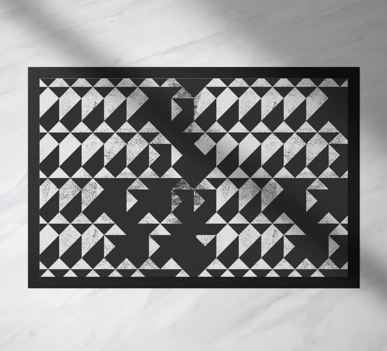 Black & White Geometric Abstract Triangle Wall Decor doormat by kookiepixel
