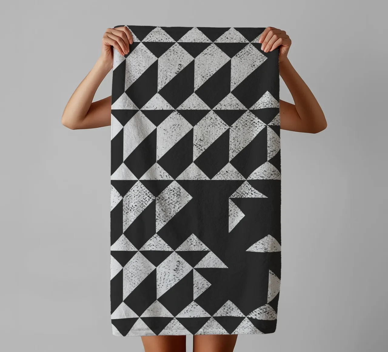 Black & White Geometric Abstract Triangle Wall Decor towel by kookiepixel