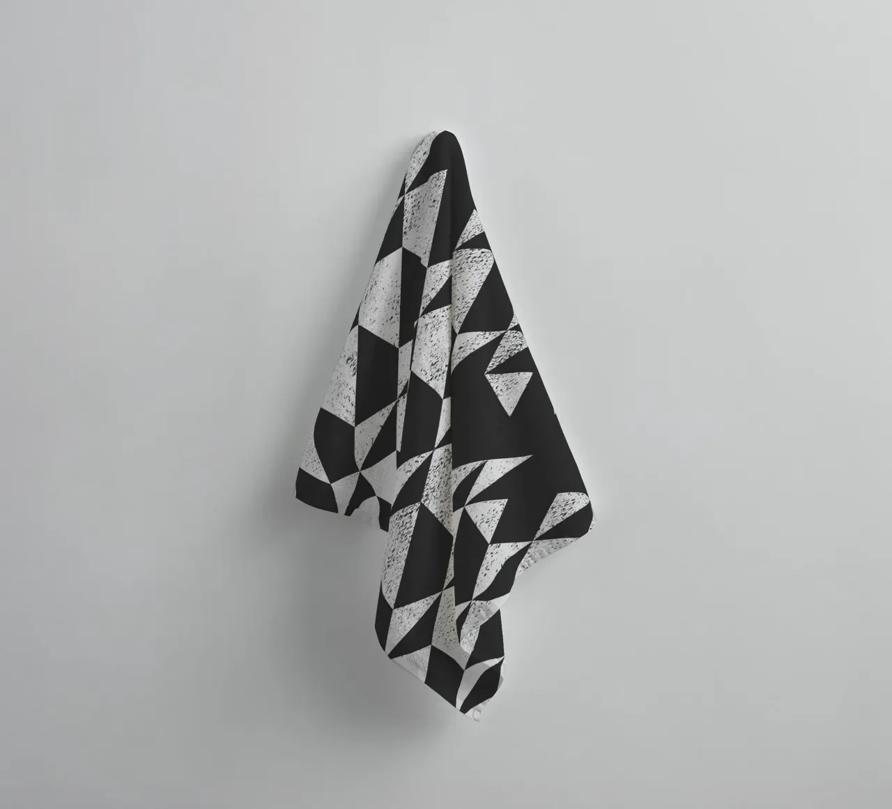 Black & White Geometric Abstract Triangle Wall Decor towel by kookiepixel