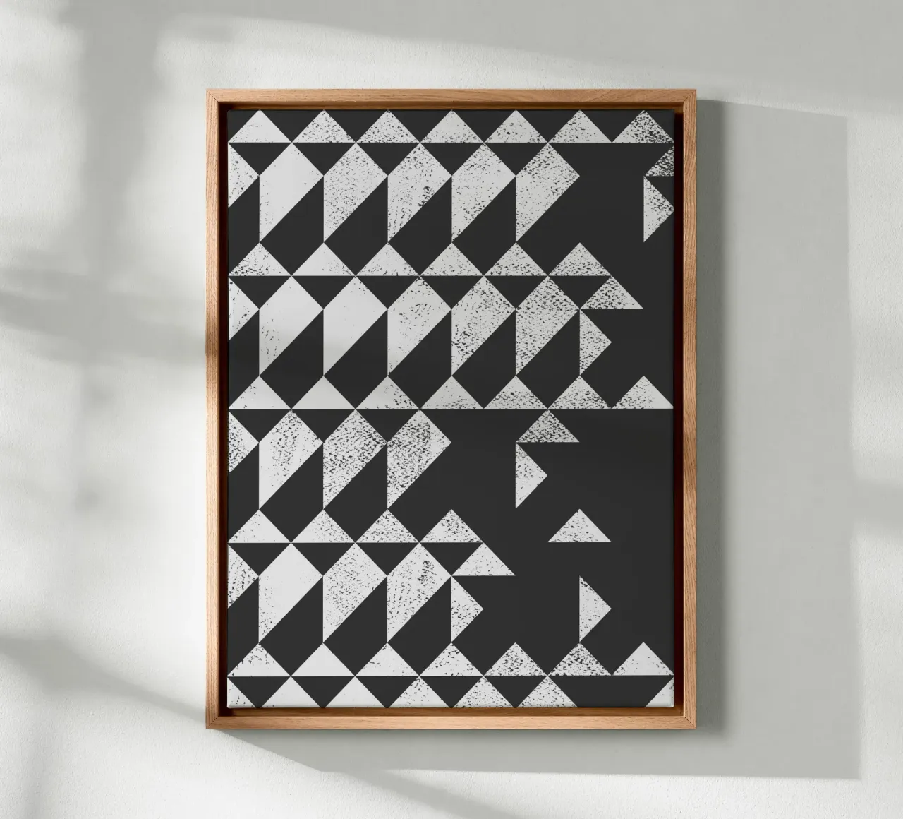 Decorazione da parete a triangolo astratto geometrico in bianco e nero tela con Cornice a cassetta da kookiepixel