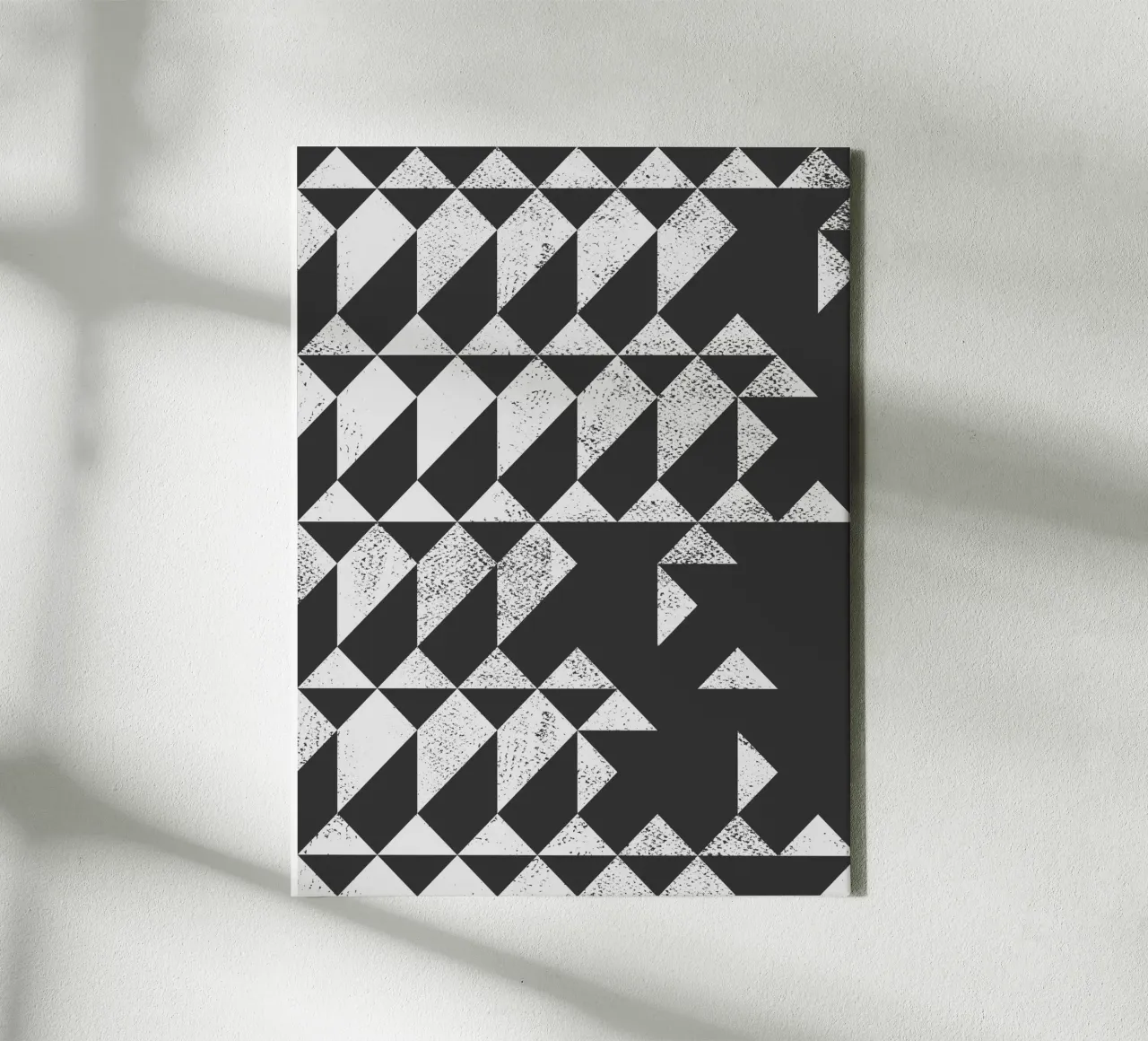 Decorazione da parete a triangolo astratto geometrico in bianco e nero tela con Cornice a cassetta da kookiepixel