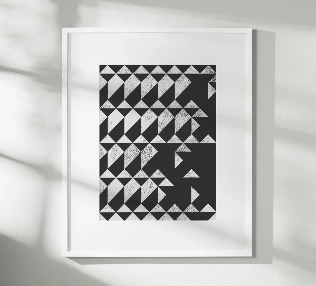 Decorazione da parete a triangolo astratto geometrico in bianco e nero carta hahnemühle da kookiepixel